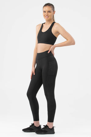 Instinct Black High Rise Full Length Embossed Pocket Leggings