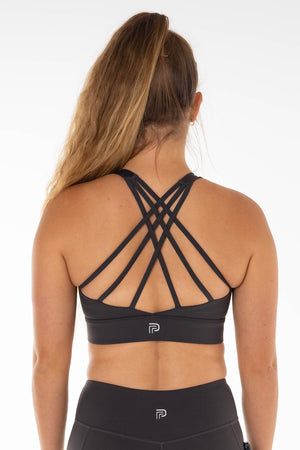 Empower Charcoal Strappy Sports Bra