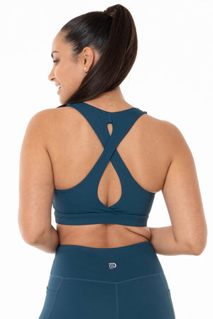 Tempo Ocean Teal Crossover Sports Bra