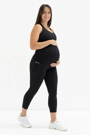 Bump Support Black Pocket 7/8 Maternity Leggings