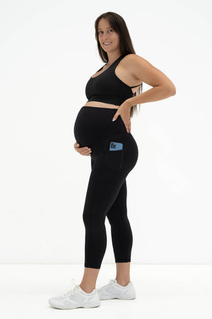 Bump Support Black Pocket 7/8 Maternity Leggings