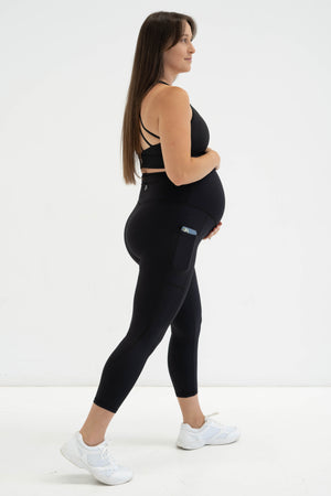 Bump Support Black Pocket 7/8 Maternity Leggings