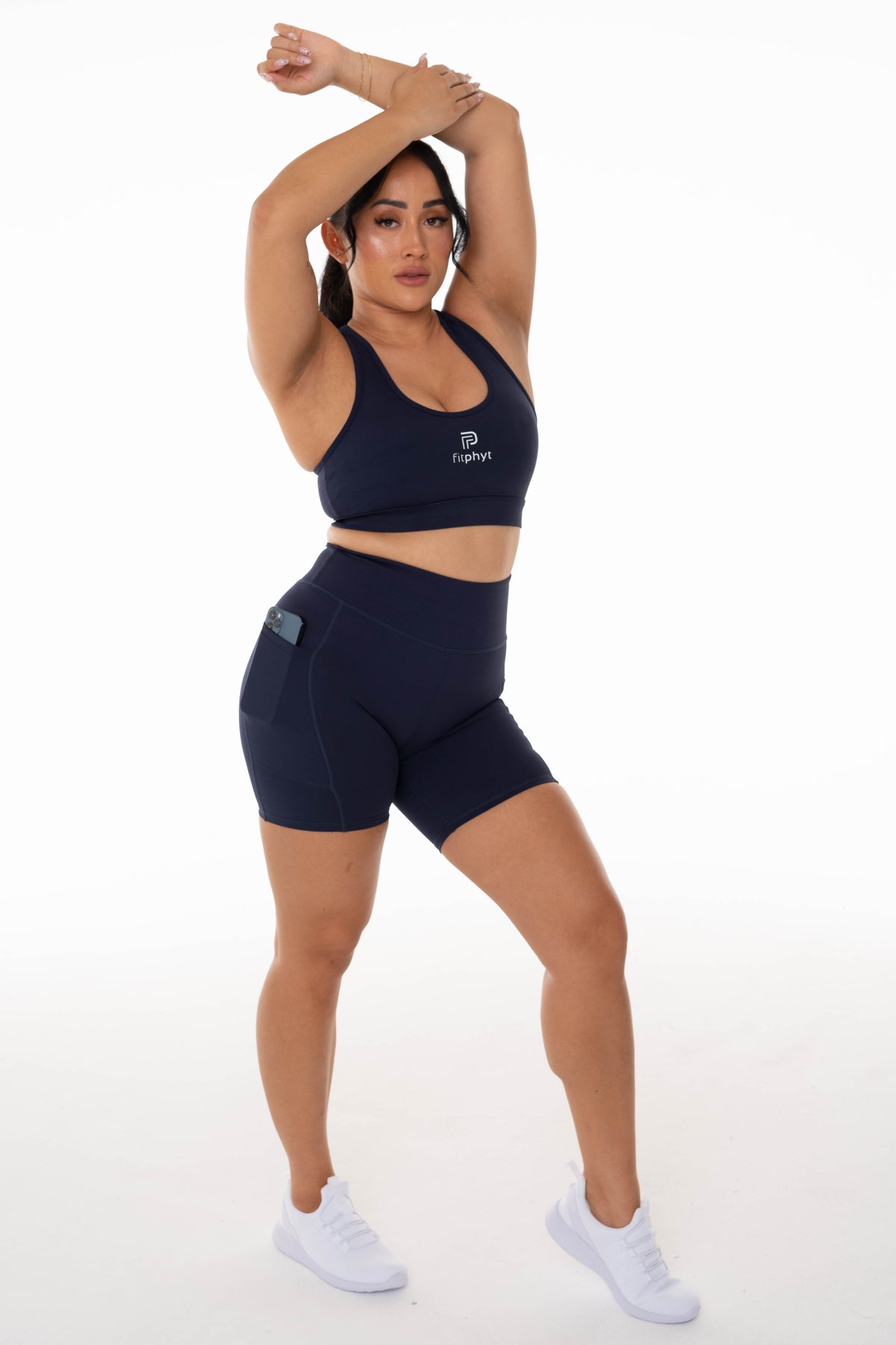 High Rise Midnight Navy Pocket Midi Shorts