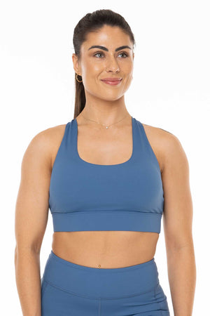 Empower Queen Blue Strappy Sports Bra