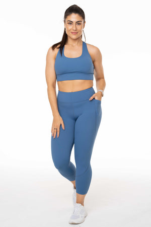 Empower Queen Blue Strappy Sports Bra