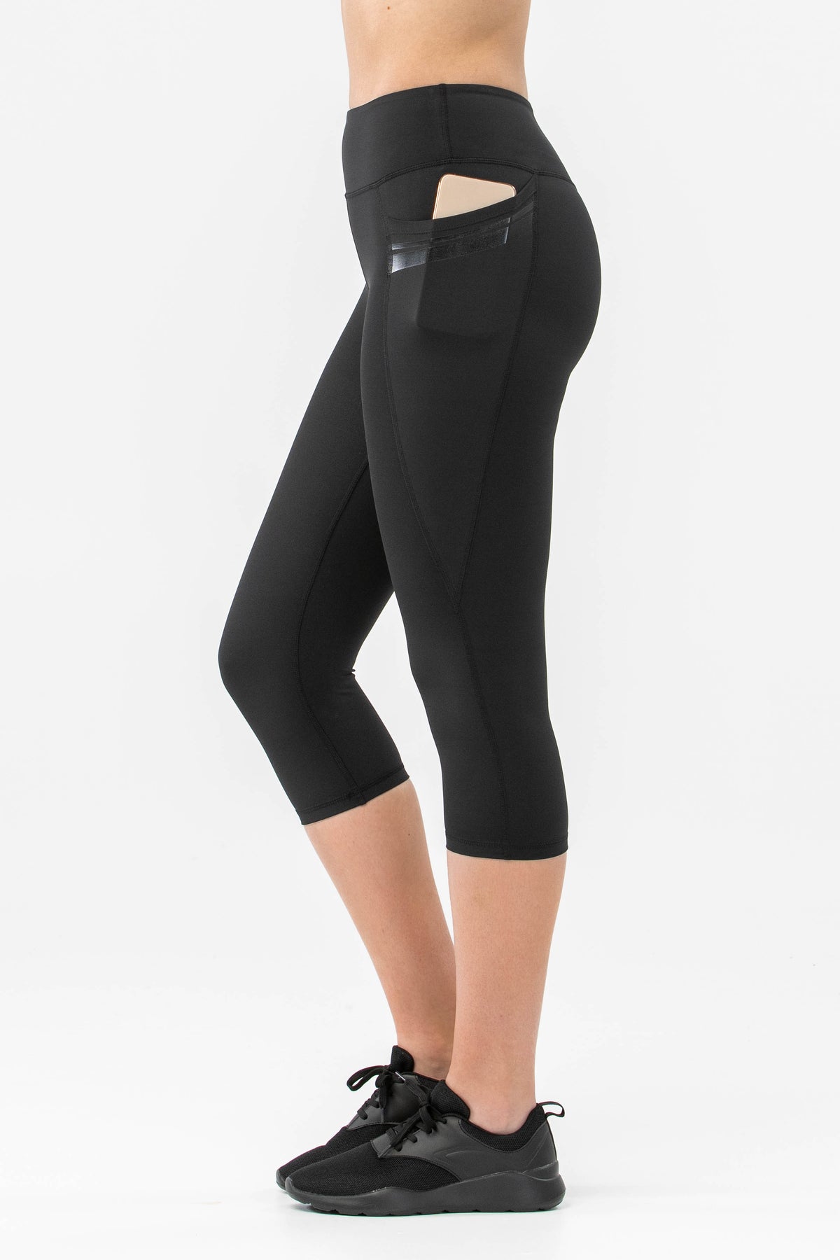 Tek Gear Dry Tek Womens XL Size Xtra Large Black Side Pockets 7/8 Legging