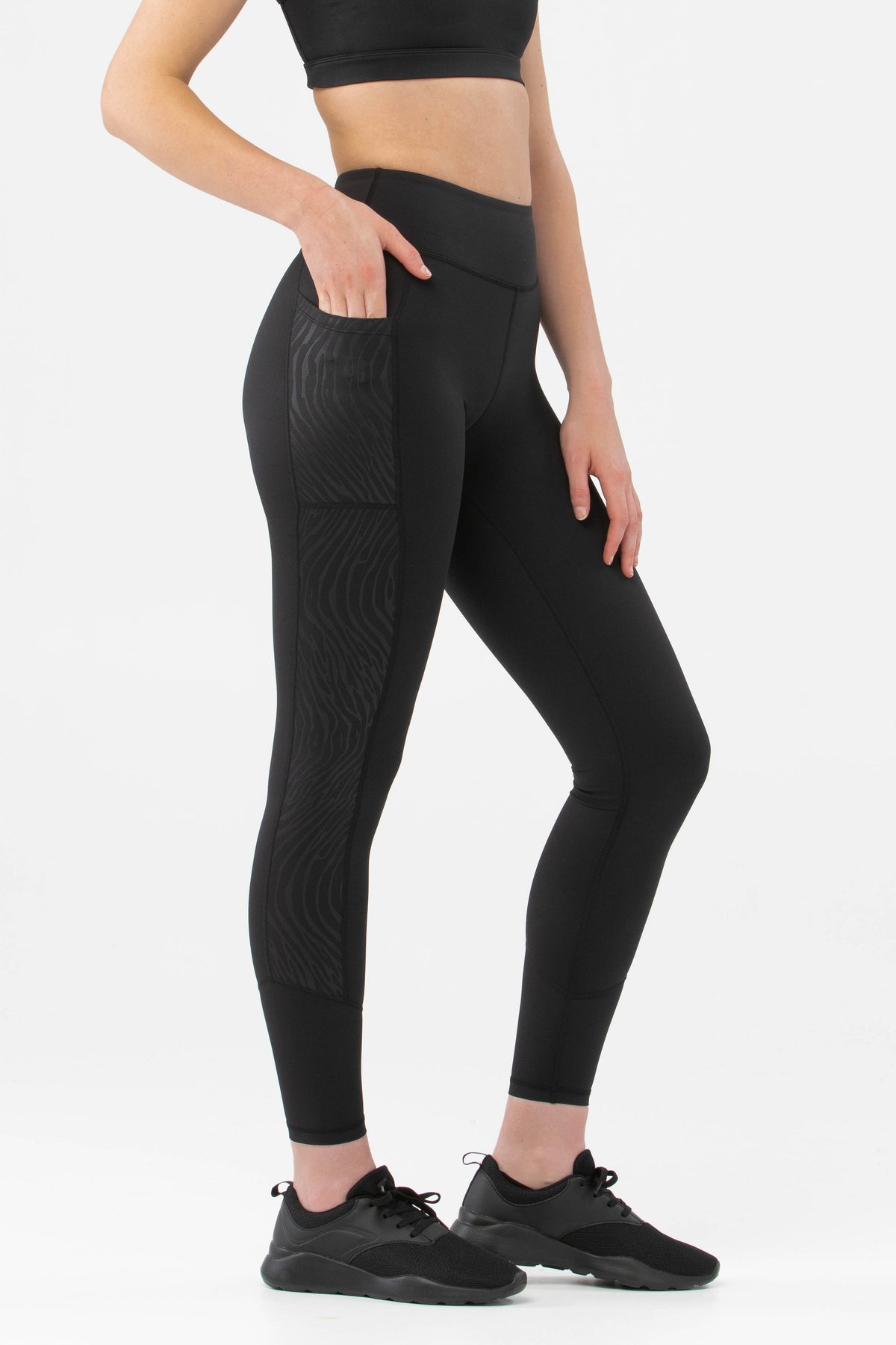 Women's Plus Size Splice Panel Legging - Black