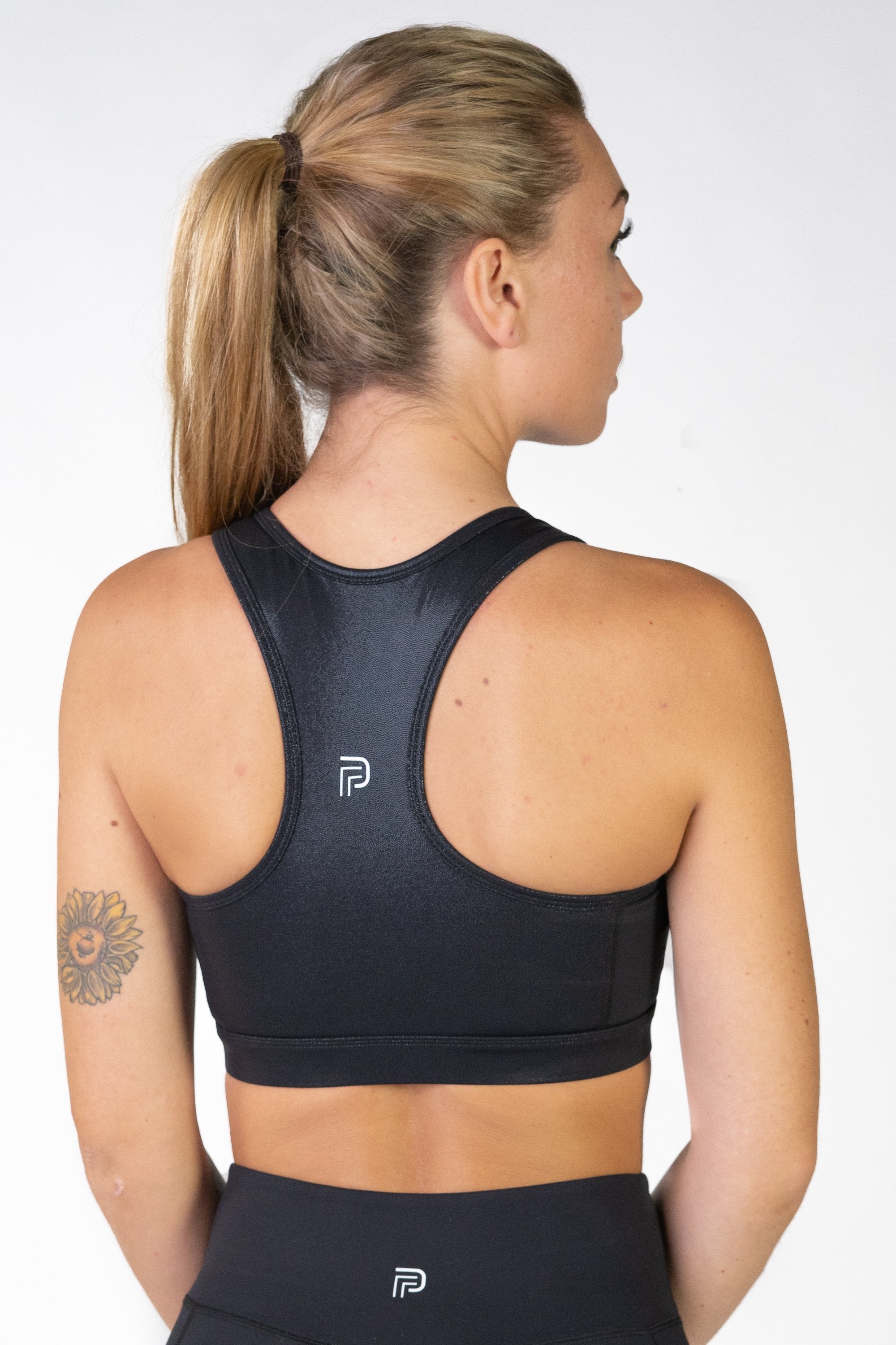 Radiance Gloss Black Racerback Sports Bra