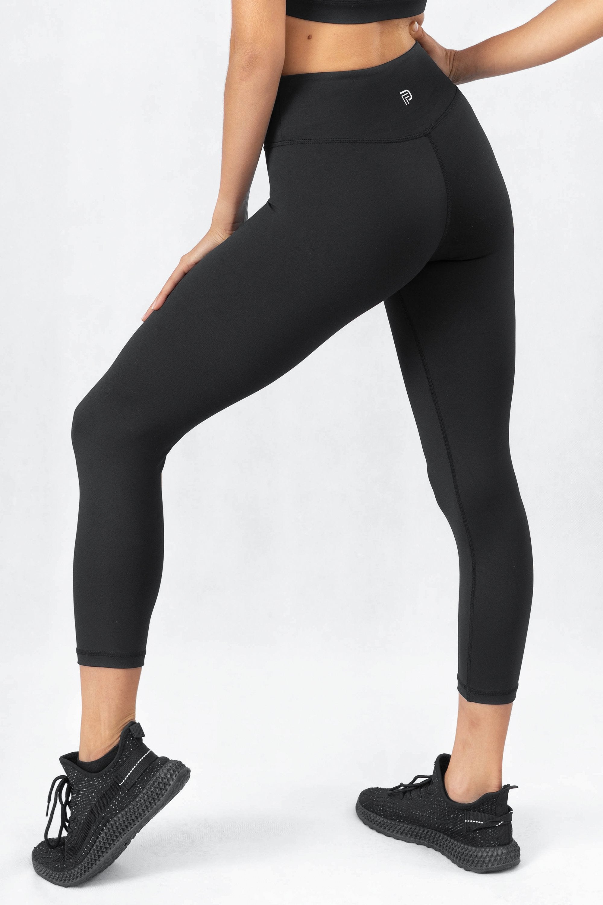 Buy Women Polyester 7/8 High-Waist Shaping Gym Leggings - Black Online